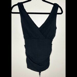 ARDEN B Sexy Ruched Black Chiffon Halter Top Blouse size XS